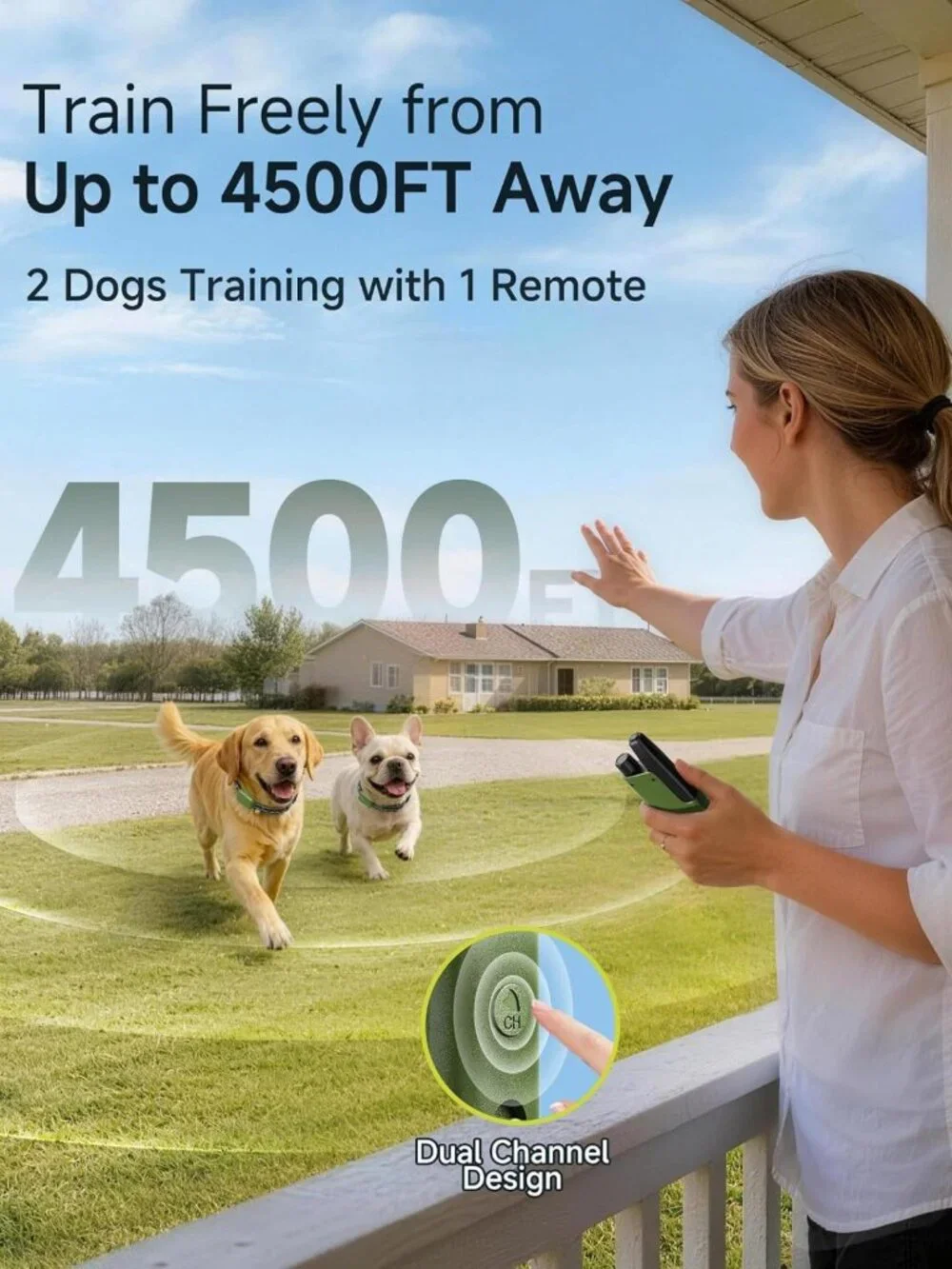 Rechargeable Dog Training Collar - 4500FT Remote, Waterproof, Vibration & Beep